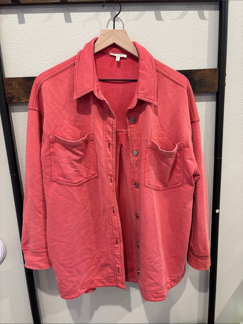 Maurices Oversized Coral Button-Down Overshirt